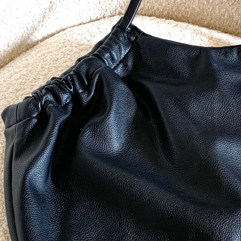 ZARA TRF Black Vegan Leather Hobo Shoulder Bag